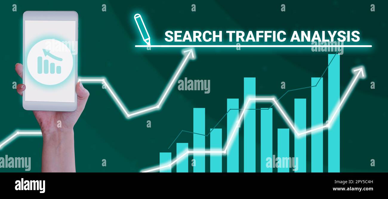 Visualizzazione concettuale Ricerca analisi del traffico. Servizio fotografico concettuale che consente agli utenti di Internet di cercare contenuti Foto Stock