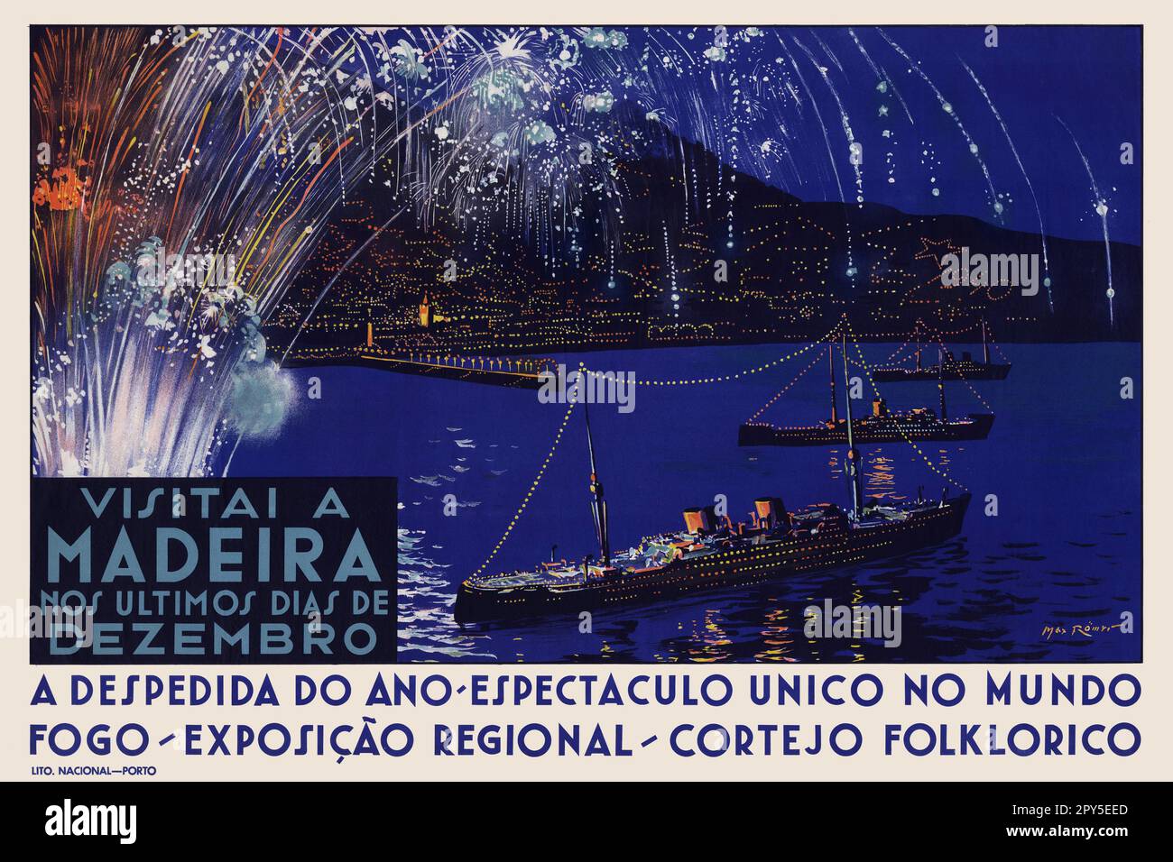 Visitai a Madeira. Nos ultimos dias de Dezembro. Una spedizione do ano. Especchaculo unico no mundo di Max Römer (1878-1960). Poster pubblicato nel 1939 in Portogallo. Foto Stock