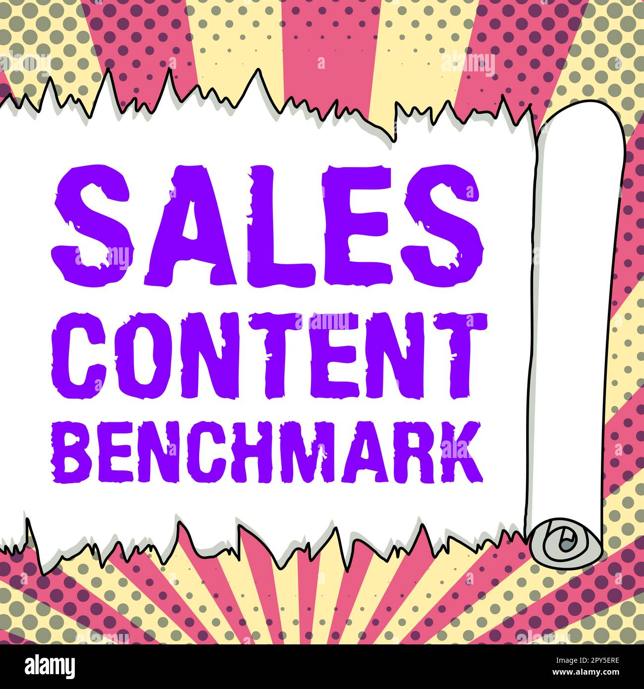 Firma che mostra il benchmark dei contenuti di vendita. Parola scritta sulla gestione del team analizzando le metriche e i KPI relativi alla vendita Foto Stock