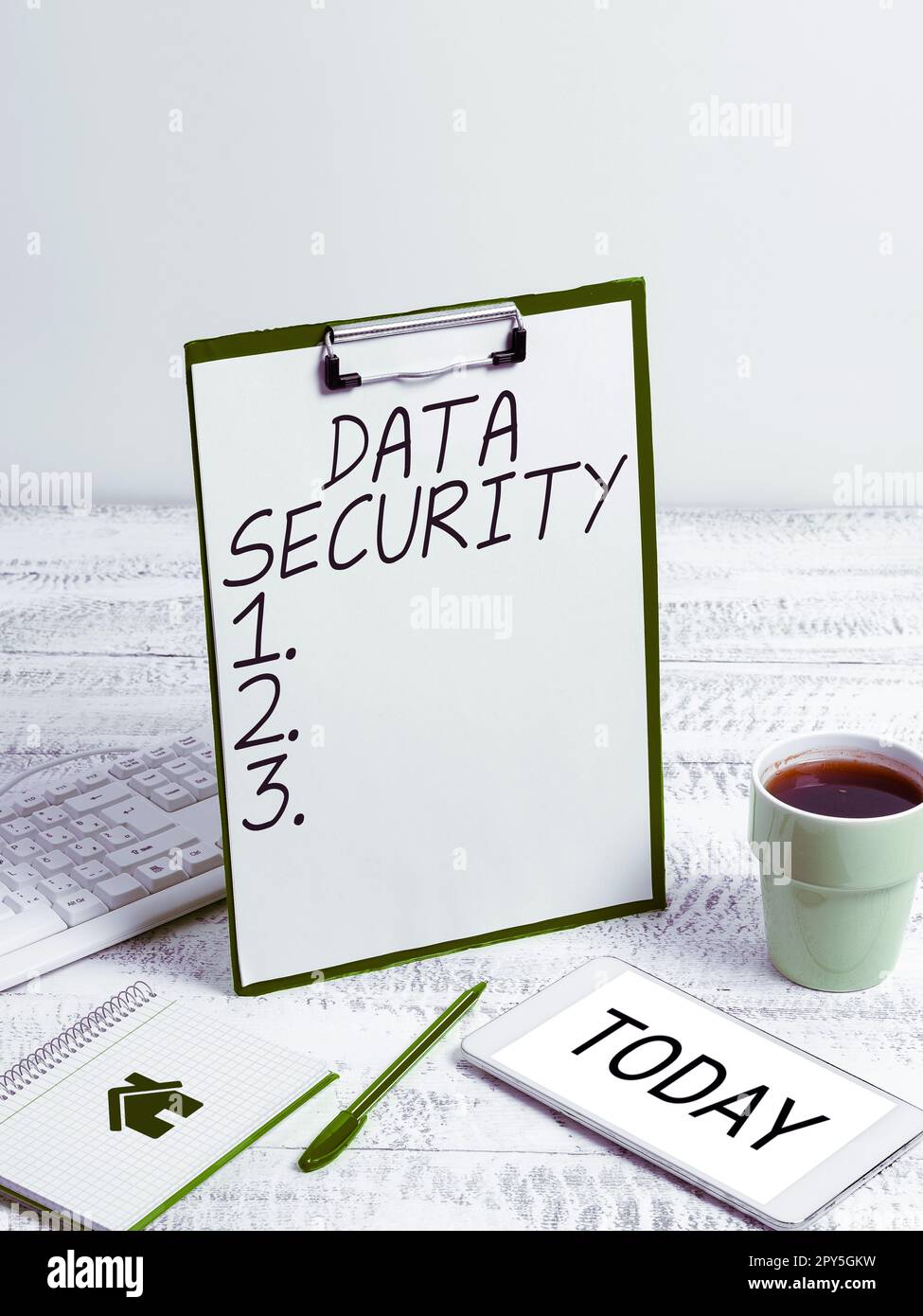 Simbolo di testo che mostra la sicurezza dei dati. Business showcase riservatezza crittografia del disco Backup Password Shielding Foto Stock