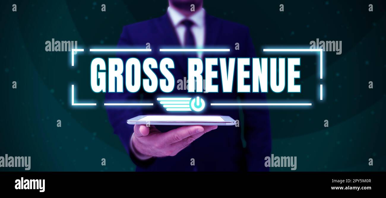 Testo che mostra il fatturato lordo dell'ispirazione. Concetto che significa valore totale di tutto ciò che viene prodotto nel paese Foto Stock