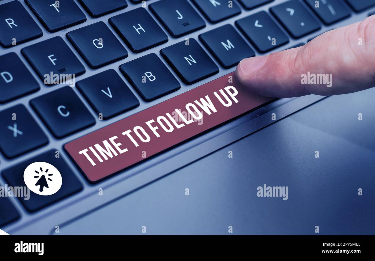Scrittura manuale del testo tempo di follow-up. Business Concept richiesta dell'attività precedente o continuazione delle informazioni Foto Stock