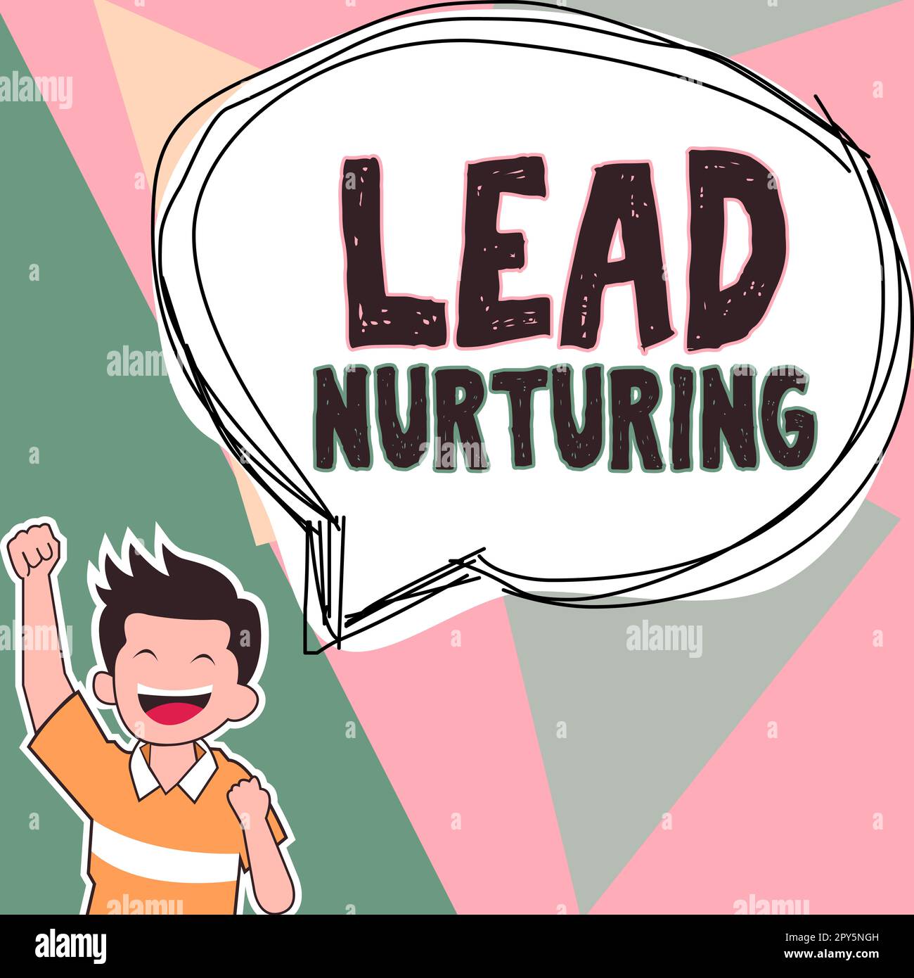 Scrittura manuale Lead Nurturing. Metodo di approccio aziendale per costruire un rapporto con i potenziali clienti Foto Stock