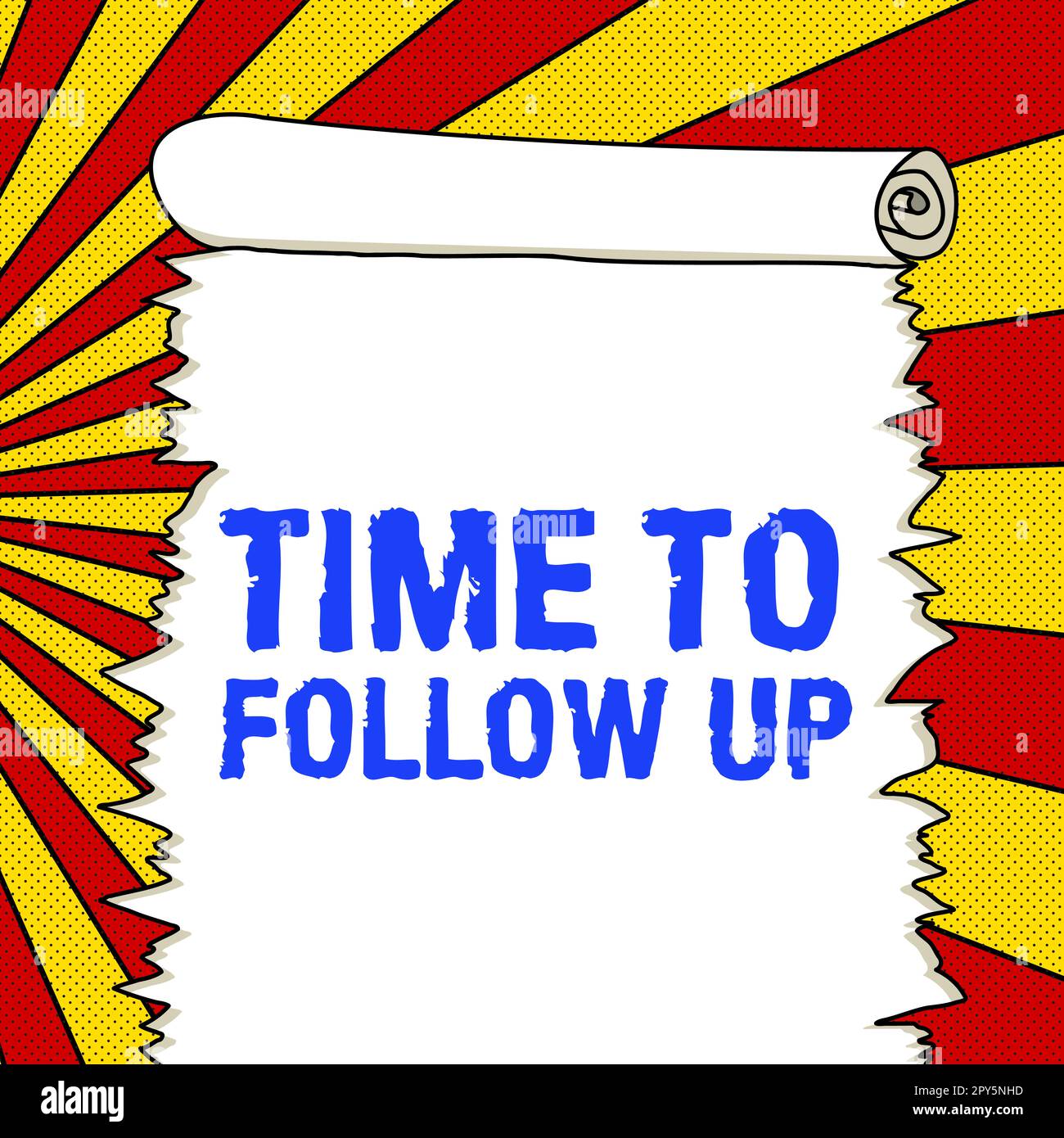 Didascalia di testo che presenta il tempo di follow-up. Vetrina aziendale richiesta dell'attività precedente o continuazione delle informazioni Foto Stock