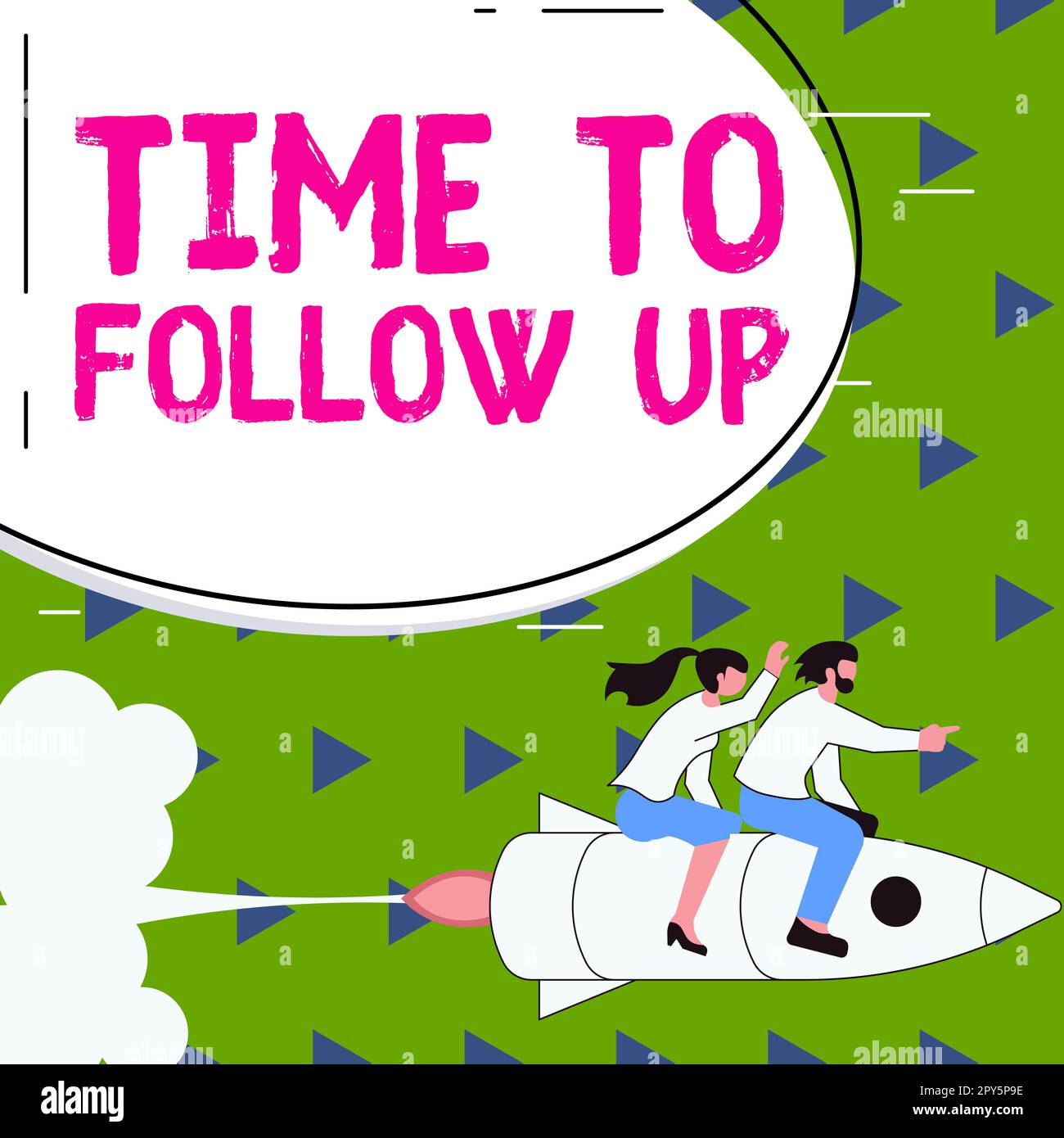 Scrittura visualizzazione testo tempo di follow-up. Vetrina aziendale richiesta dell'attività precedente o continuazione delle informazioni Foto Stock