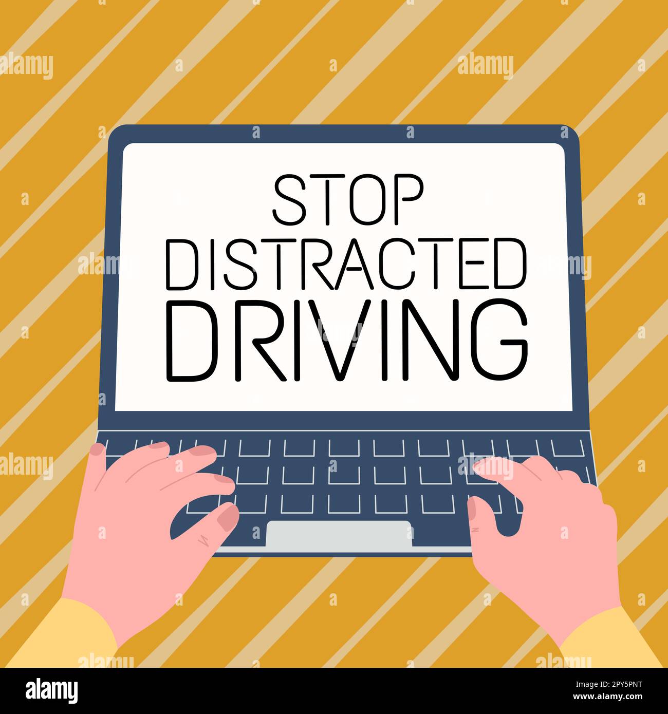 Visualizzazione concettuale arrestare la guida distratta. Idea aziendale che chiede di prestare attenzione lentamente alla trazione posteriore Foto Stock