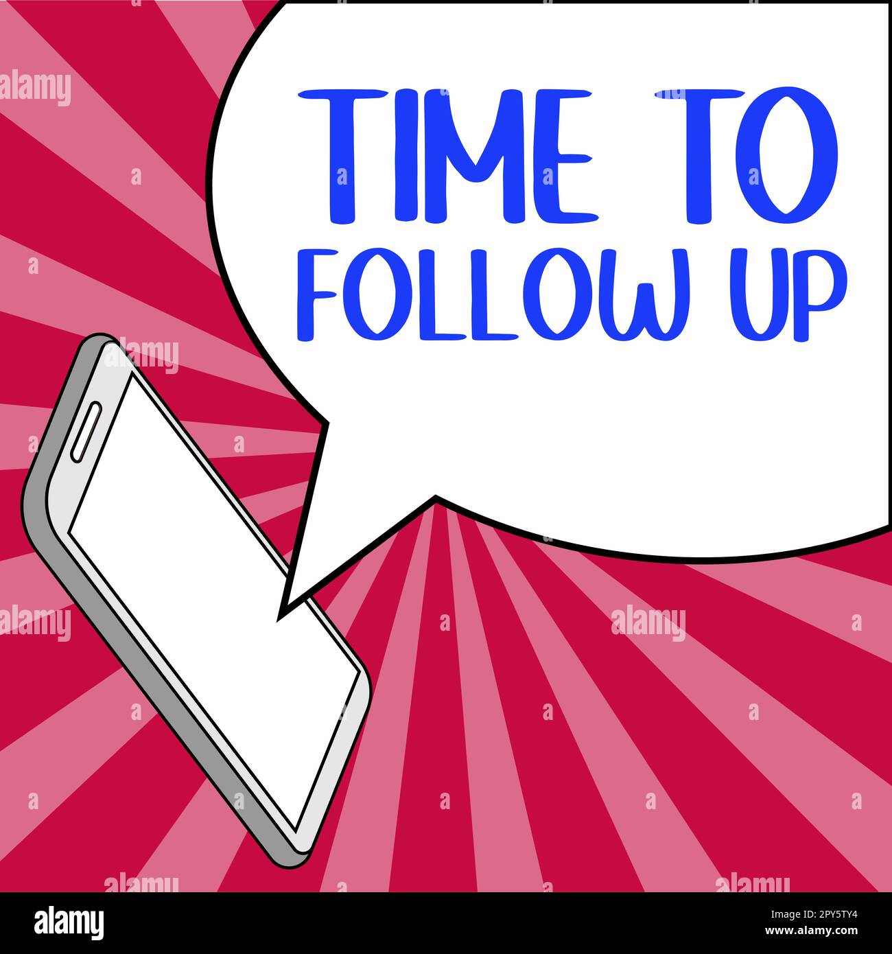 Scrittura visualizzazione testo tempo di follow-up. Parola per la richiesta del compito precedente o per la continuazione delle informazioni Foto Stock