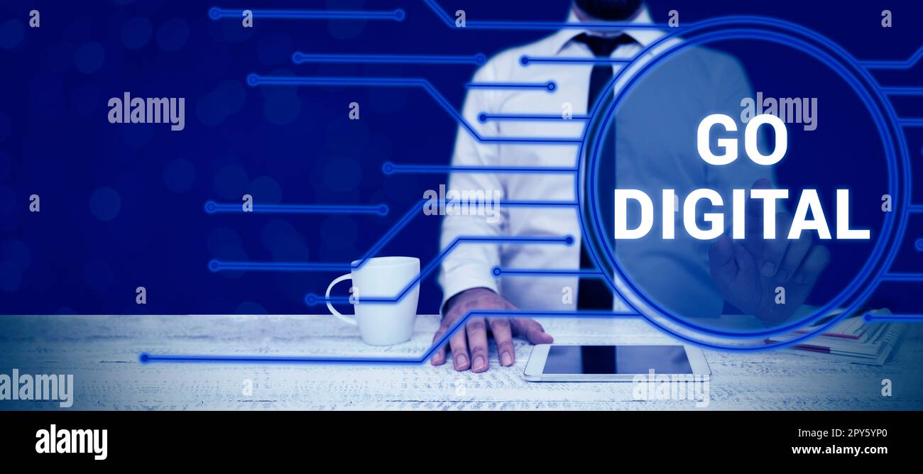 Didascalia concettuale digitale. Idea di affari che funziona sopra il Internet che va al mondo delle occasioni Foto Stock
