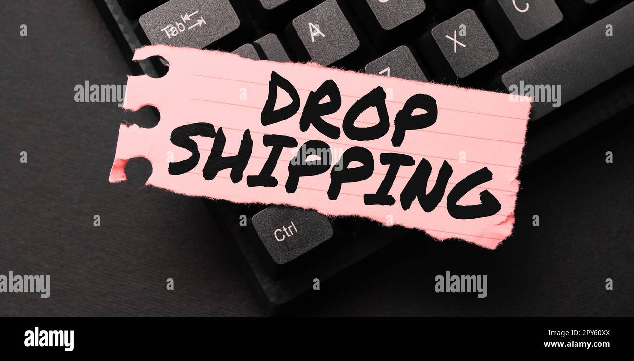 Scrittura a mano del testo Drop Shipping. Parola per inviare le merci da un produttore direttamente a un cliente anziché al rivenditore Foto Stock