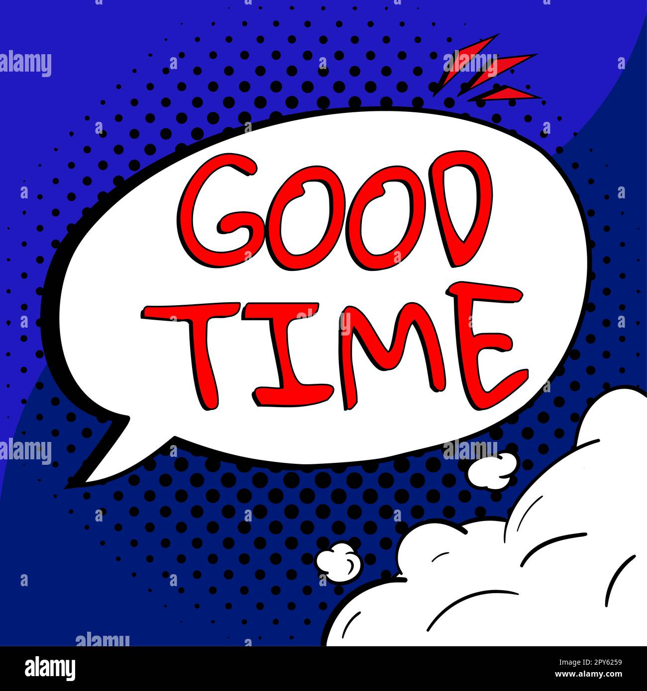 Scrittura a mano del testo buon momento. Parola per il momento giusto per fare qualcosa o per qualcosa per accadere Foto Stock