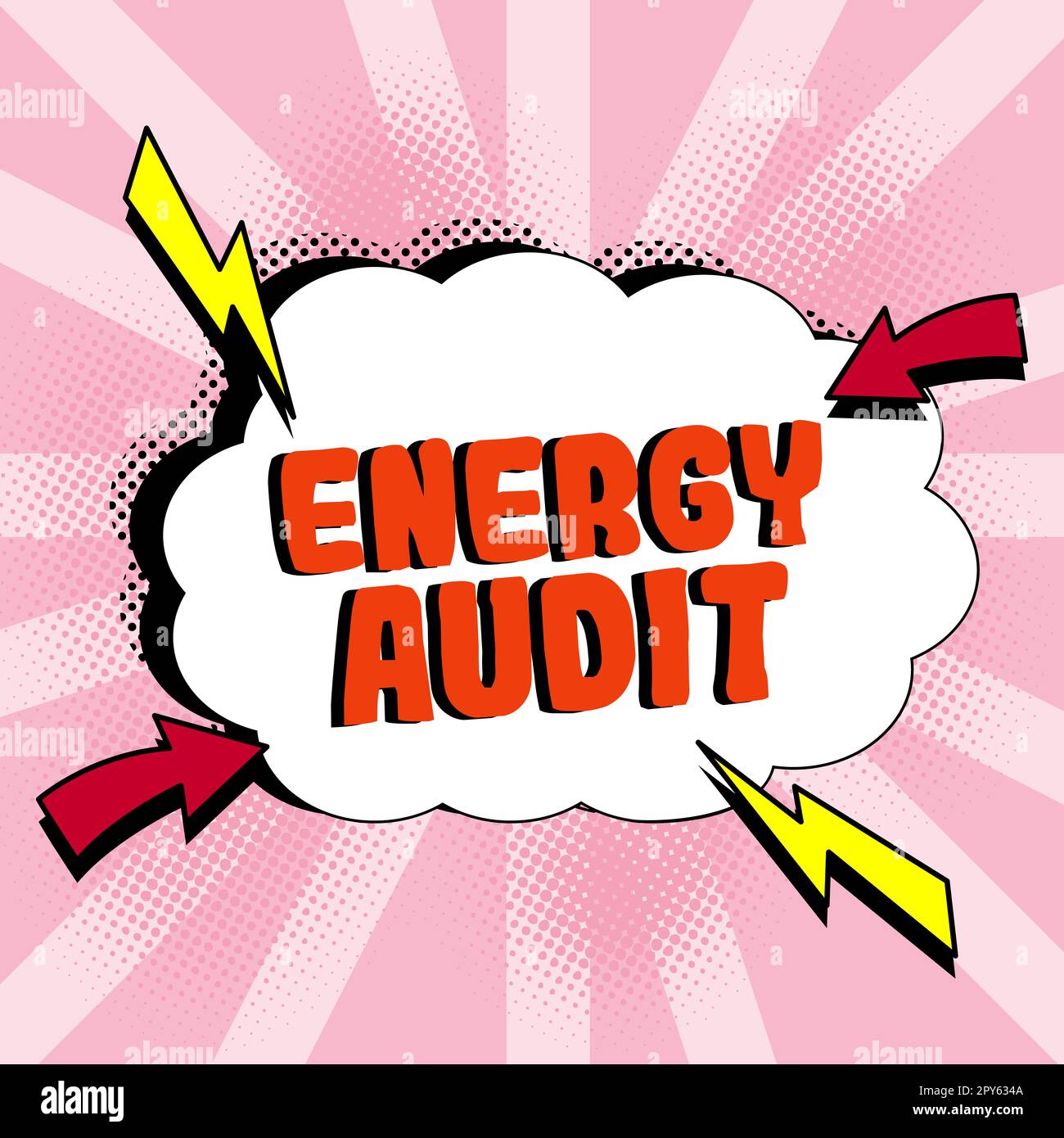 Segno di scrittura a mano Energy Audit. Valutazione del concetto di Internet del fabbisogno energetico e dell'efficienza di un edificio Foto Stock