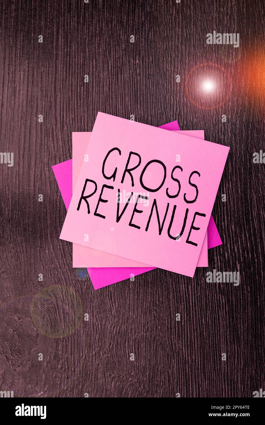 Scrittura di testo con visualizzazione del fatturato lordo. Business vetrina valore totale di tutto ciò che viene prodotto nel paese Foto Stock