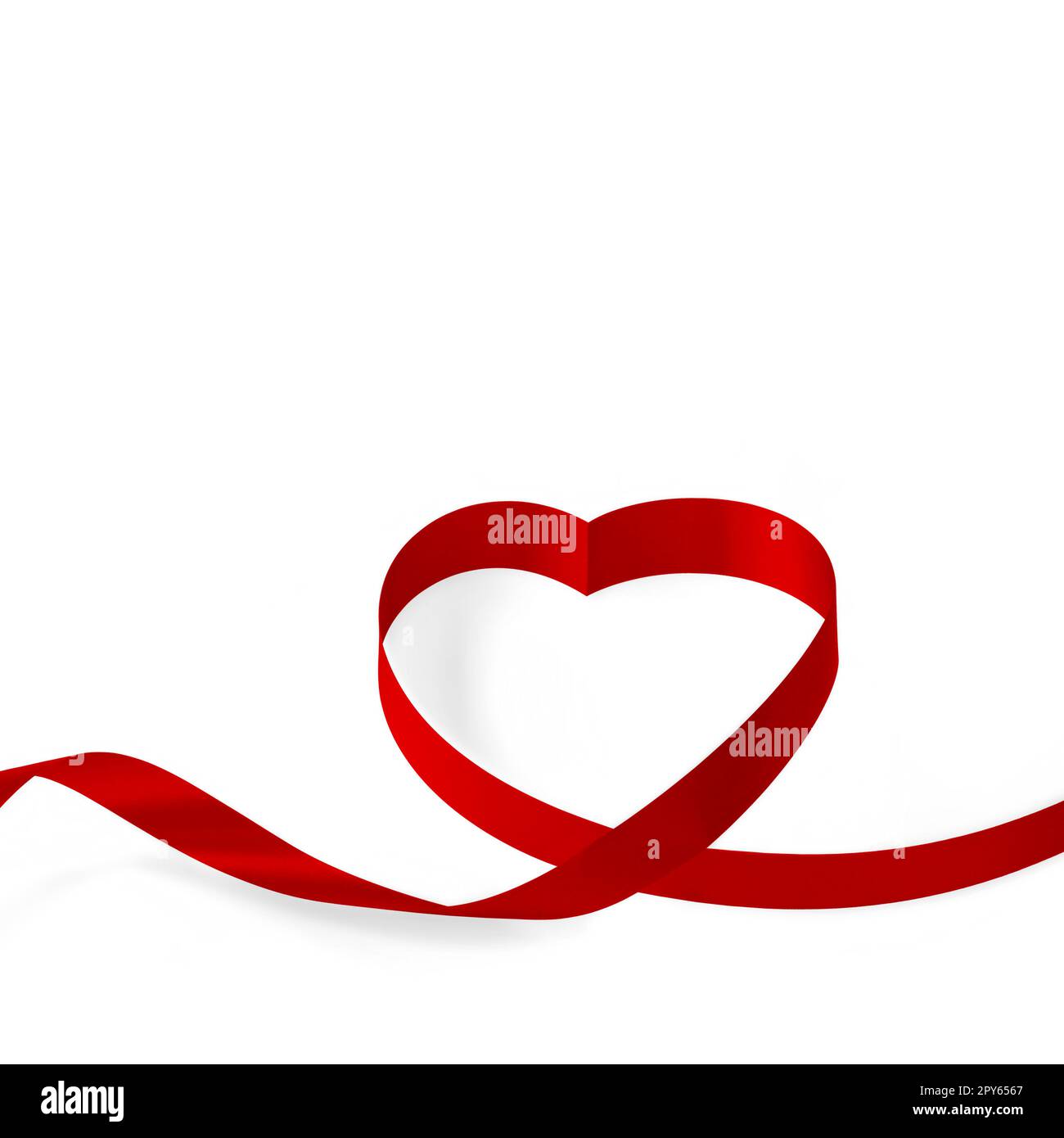 Buon San Valentino. Elegante nastro a forma di cuore. Simbolo dell'amore. Foto Stock