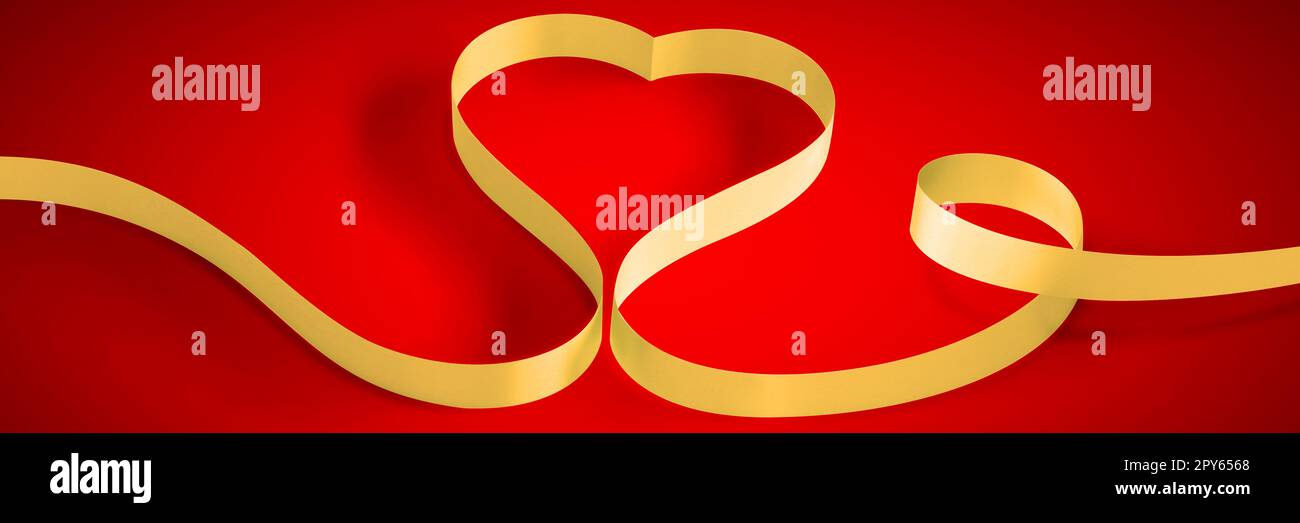 Buon San Valentino. Elegante nastro a forma di cuore. Simbolo dell'amore. Foto Stock