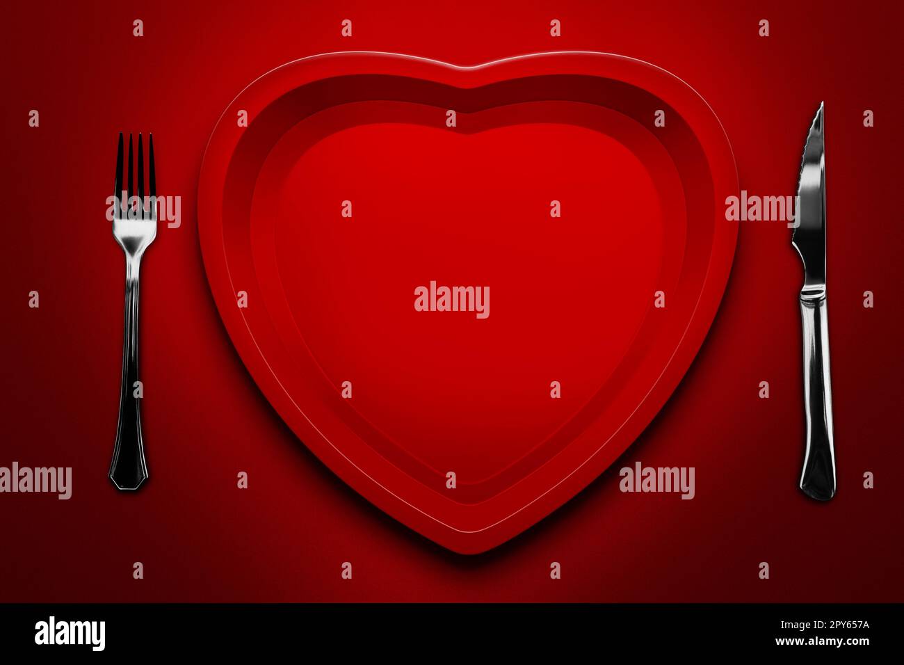 San Valentino cuore a forma di cena o concetto di salute nutrizione. Foto Stock