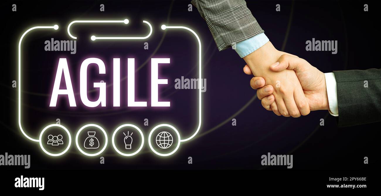 Visualizzazione concettuale Agile. Concetto di Internet approccio particolare alla gestione dei progetti che viene utilizzato nel software Foto Stock