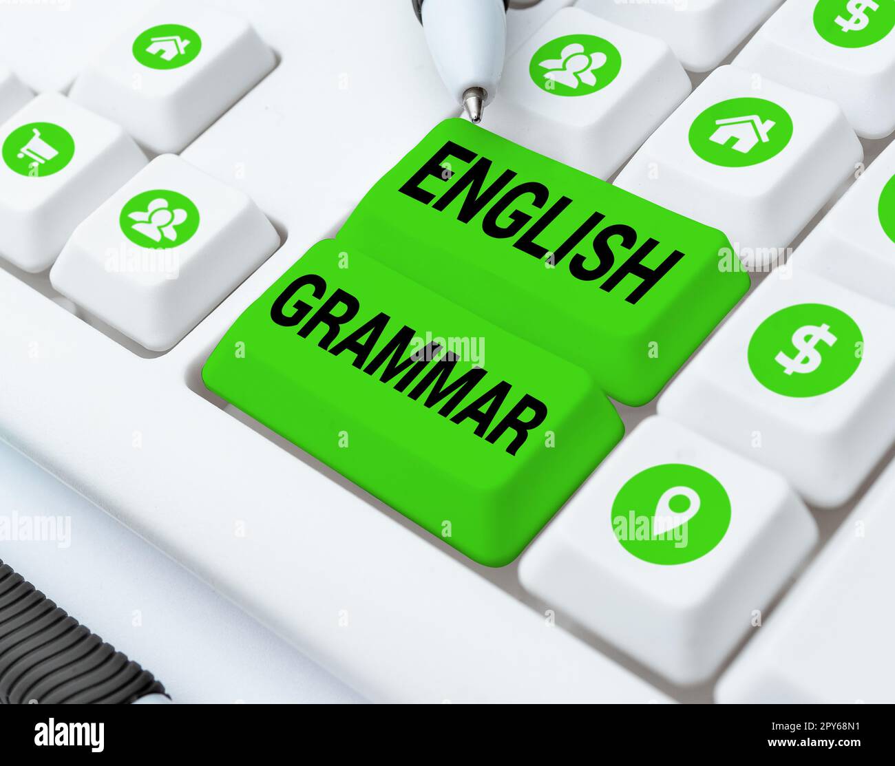 Cartello di testo che mostra la grammatica inglese. I corsi Word for  coprono tutti i livelli di lingua e scrittura in inglese Foto stock - Alamy