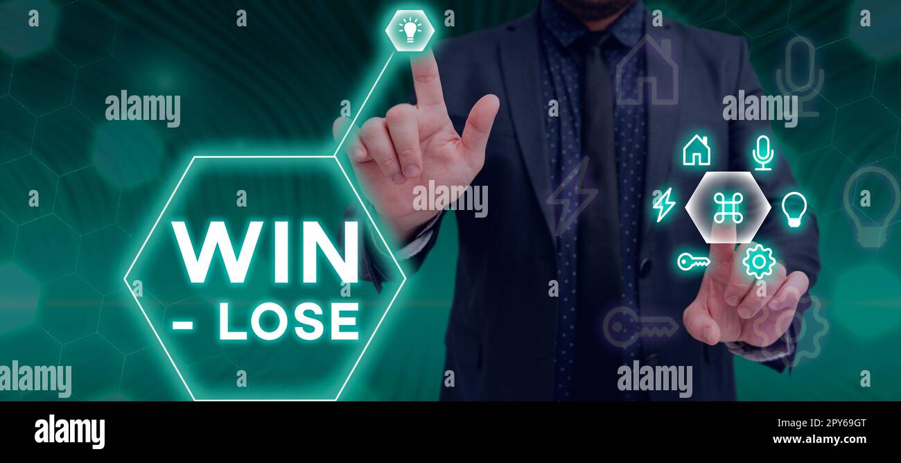 Testo che mostra l'ispirazione Vinci perde. Le aziende mostrano i processi di promozione dei conflitti che si verificano nelle situazioni Foto Stock