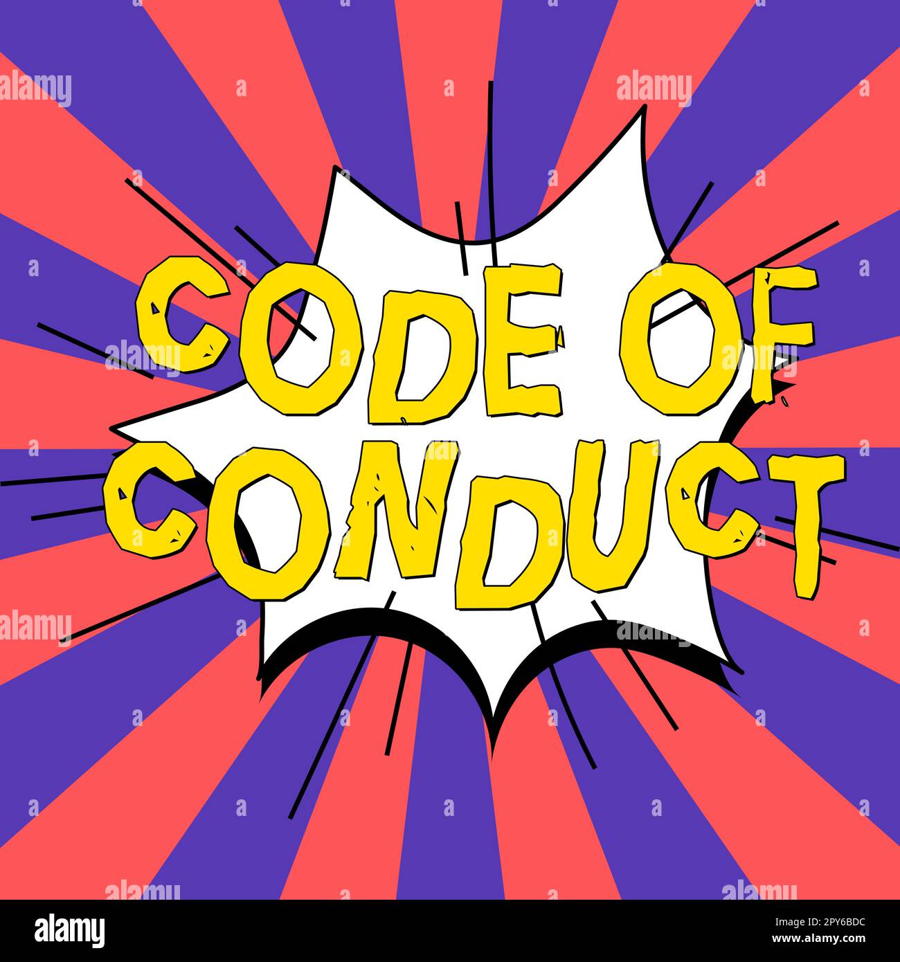 Scrittura di testo Codice di condotta. Concetto di Internet regole etiche codici morali principi etici rispetto dei valori Foto Stock