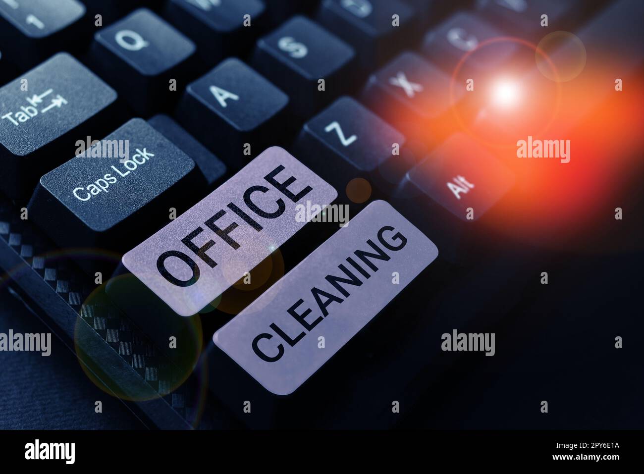 Ispirazione che mostra il segno per la pulizia dell'ufficio. Idea aziendale l'azione o il processo di pulizia dell'interno dell'edificio degli uffici Foto Stock