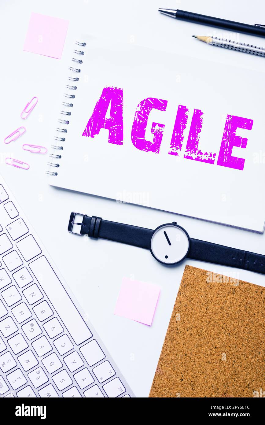 Visualizzazione concettuale Agile. Approccio aziendale approccio particolare alla gestione dei progetti che viene utilizzato nel software Foto Stock
