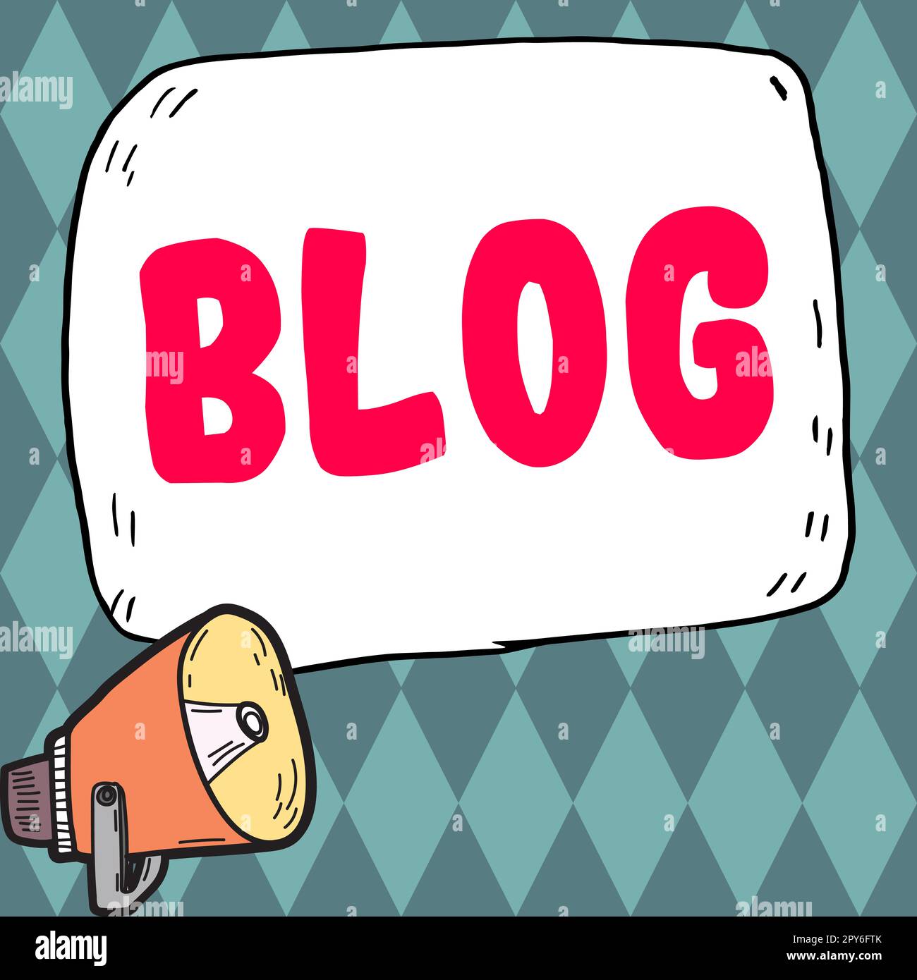 Mostra i segni Blog. Idea di affari Una pagina Web regolarmente aggiornata del Web site scritta in stile conversazionale Foto Stock