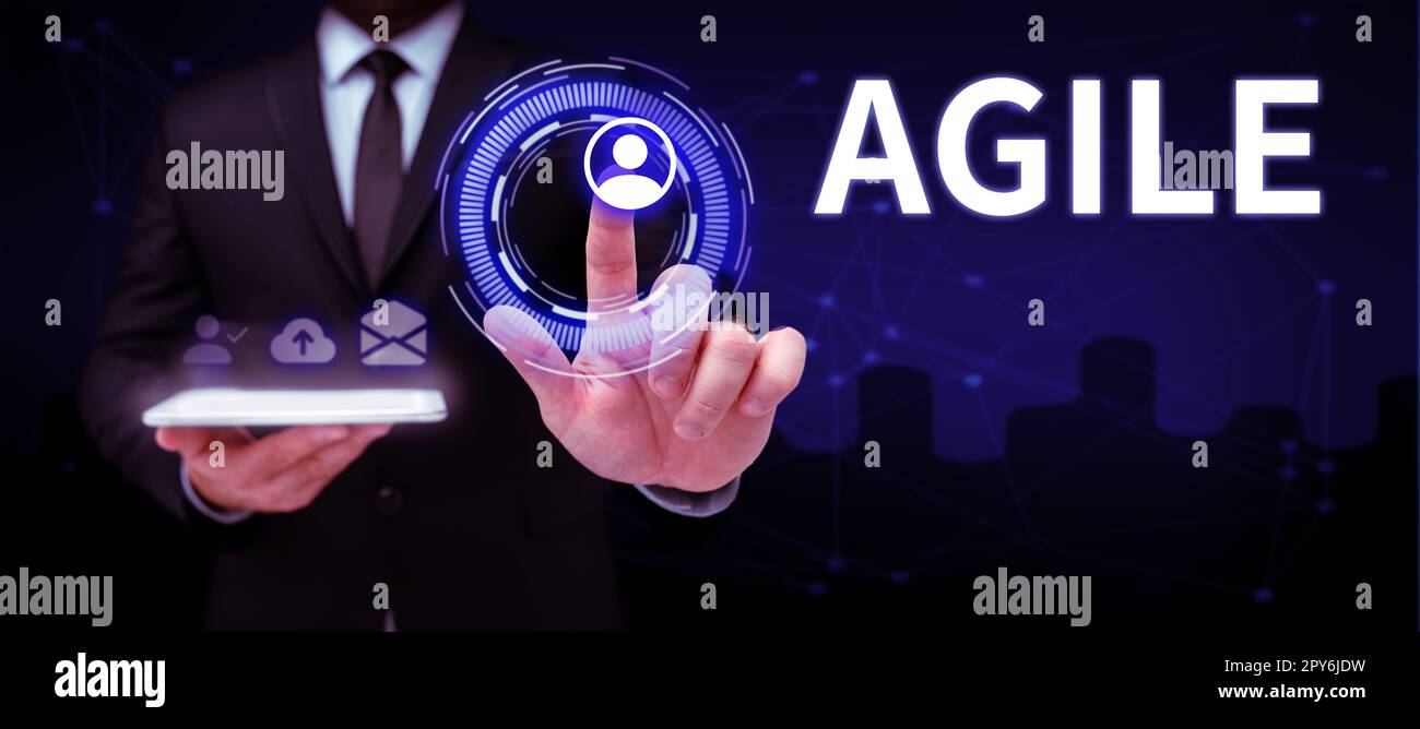 Scrittura a mano Agile. Concetto che significa un approccio particolare alla gestione dei progetti che viene utilizzato nel software Foto Stock