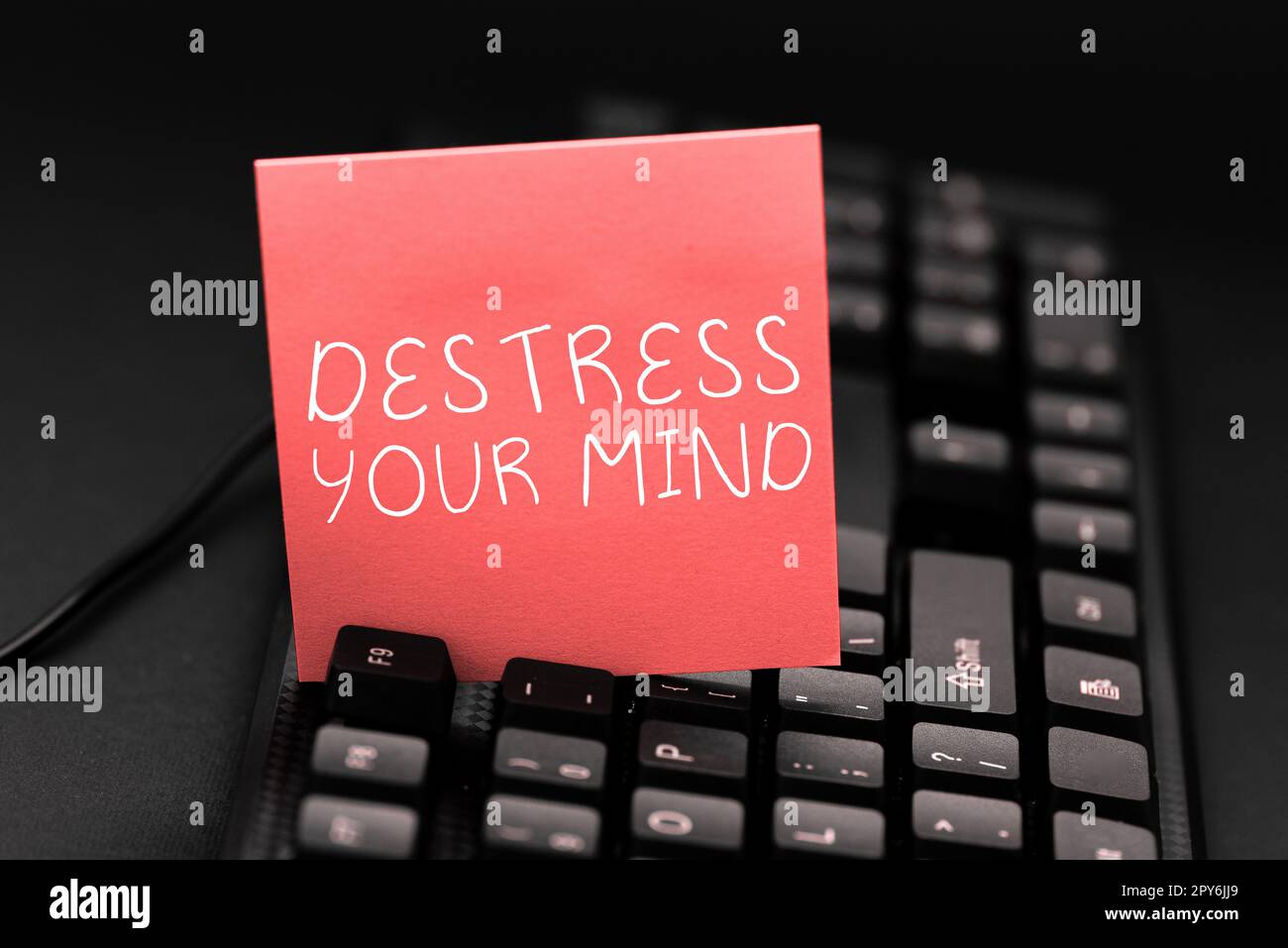 Scrivere visualizzare il testo Destress la vostra mente. Vetrina aziendale per rilasciare la tensione mentale, ridurre lo stress Foto Stock
