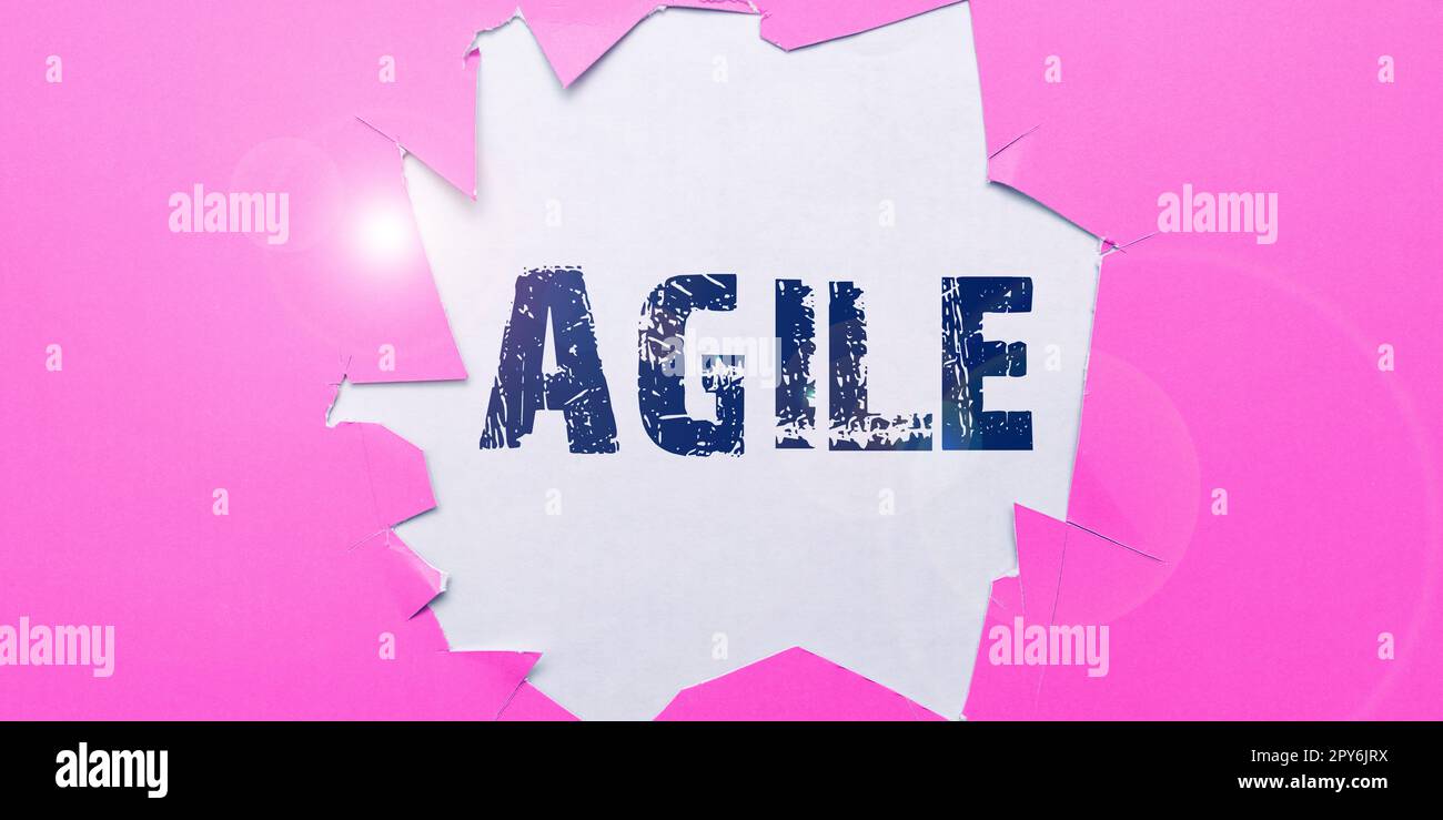 Scrittura visualizzazione testo Agile. Concetto di Internet approccio particolare alla gestione dei progetti che viene utilizzato nel software Foto Stock