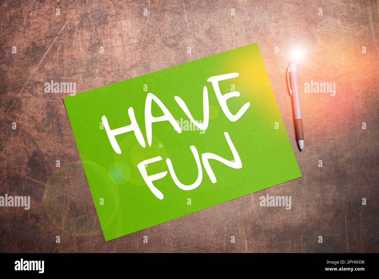 Segno di scrittura a mano Buon divertimento. Il concetto di affari augura a qualcuno il tempo buono e piacevole quando fanno qualcosa Foto Stock