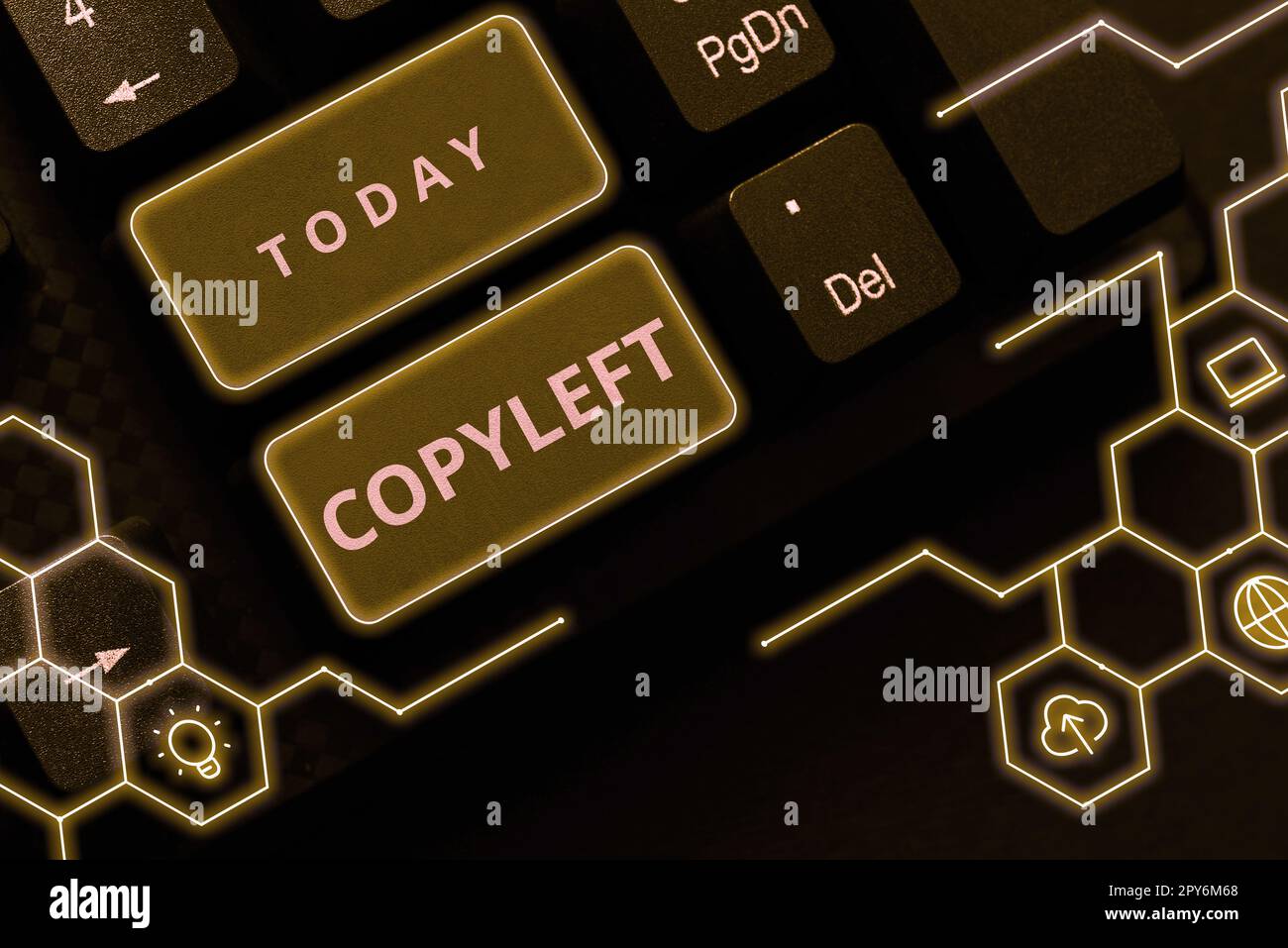 Visualizzazione concettuale Copyleft. Parola scritta sul diritto di usare, modificare, copiare e condividere liberamente software, opere d'arte Foto Stock
