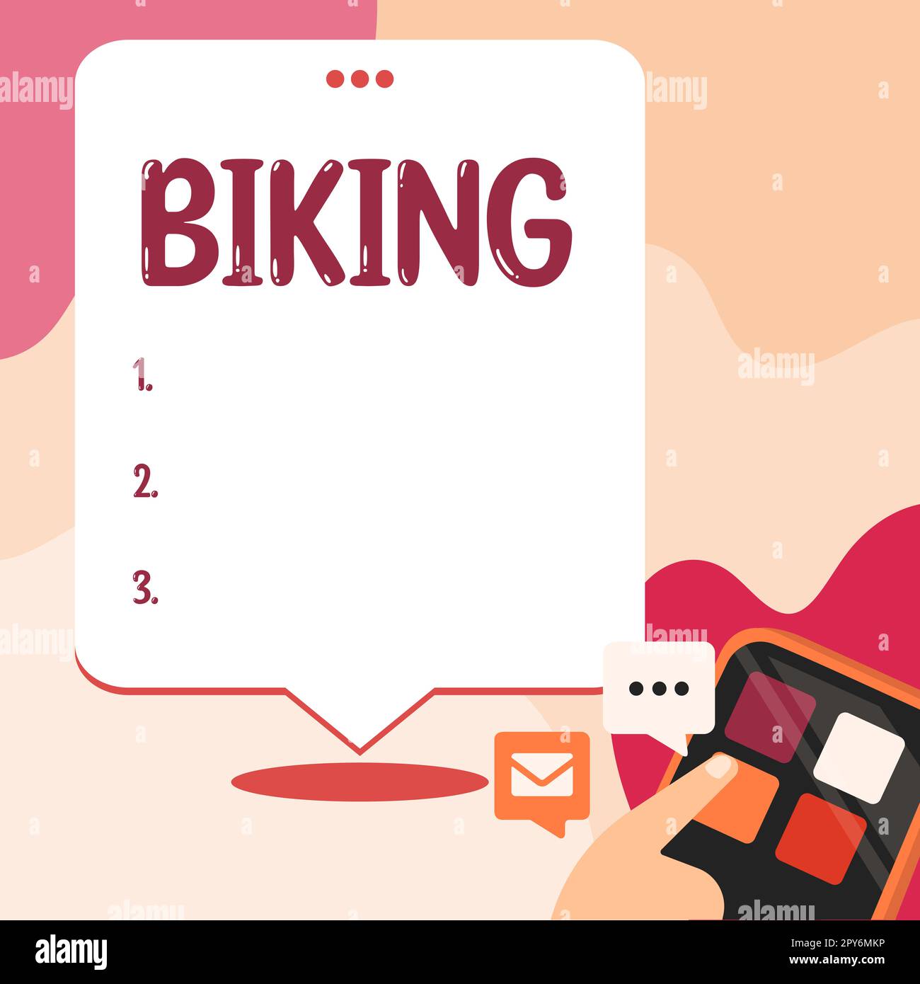 Scrittura a mano segno Biking. Business Concept Ride bicicletta o moto pacchetto delivering Individual Sport Foto Stock
