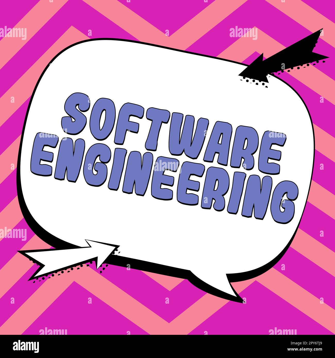 Didascalia di testo che presenta Software Engineering. Parola scritta sullo sviluppo del programma in un approccio sistematico quantificabile Foto Stock