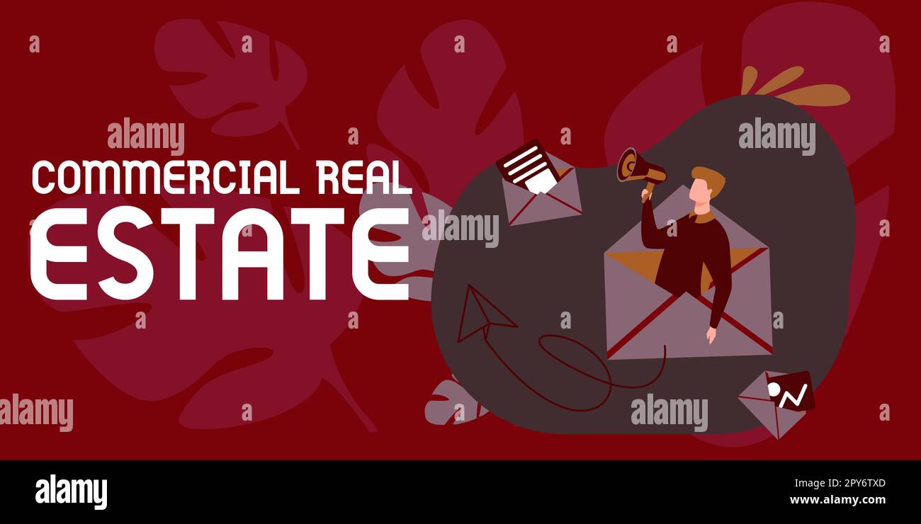 Segno di testo che mostra il bene immobile commerciale. Concettuale foto reddito costruzione di proprietà o terreno per scopi commerciali Foto Stock