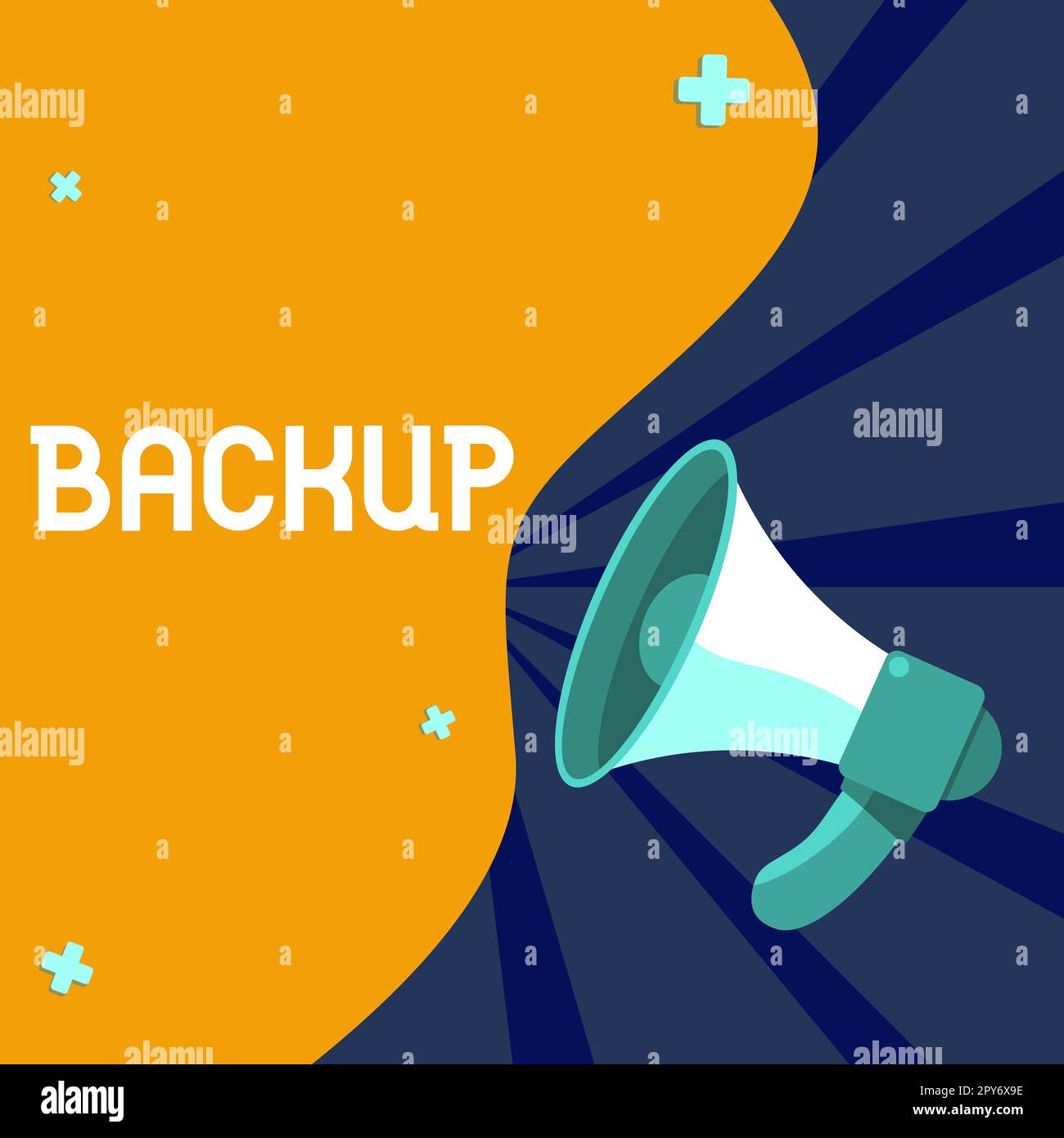 Didascalia di testo con backup. Copia di approccio aziendale del file o di altri dati dell'elemento eseguita nel caso in cui l'originale venga perso danneggiato Foto Stock