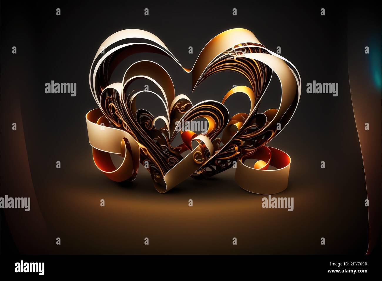 Cuori di nastro magico. Foto Stock