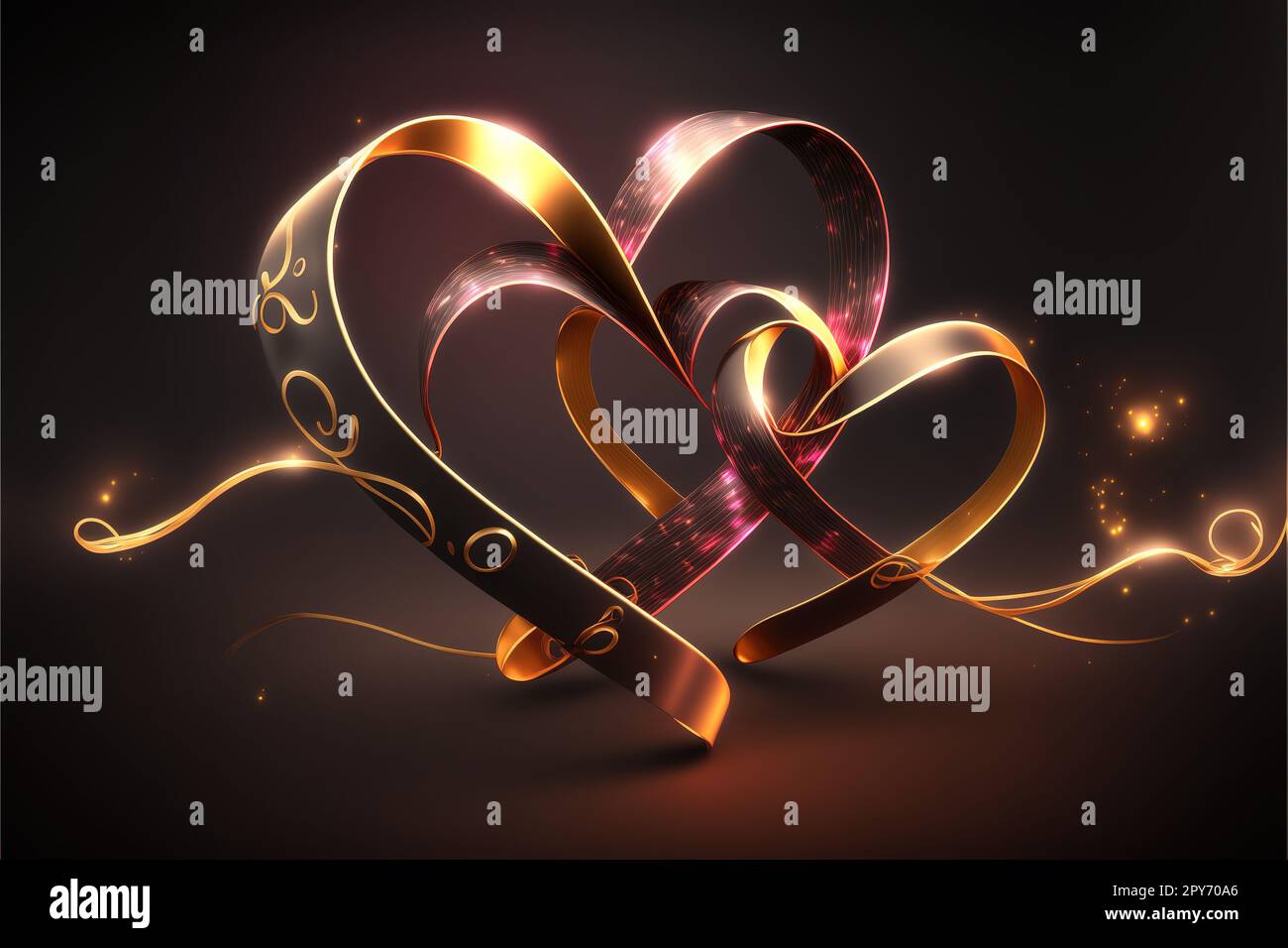 Cuori di nastro magico. Foto Stock