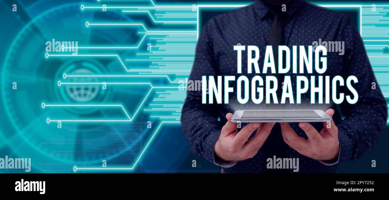 Segno che mostra infografica commerciale. Presentazione aziendale rappresentazione visiva di informazioni o dati commerciali Foto Stock