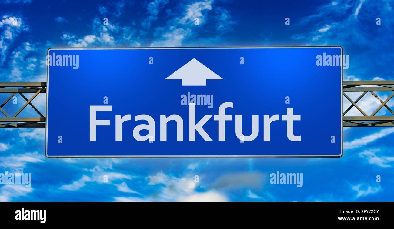Indicazioni stradali per la città di Francoforte Foto Stock