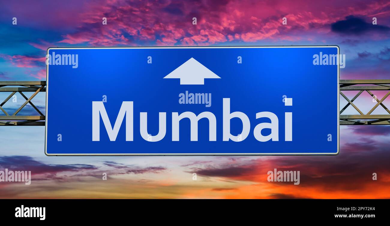 Indicazioni stradali per la città di Mumbai Foto Stock