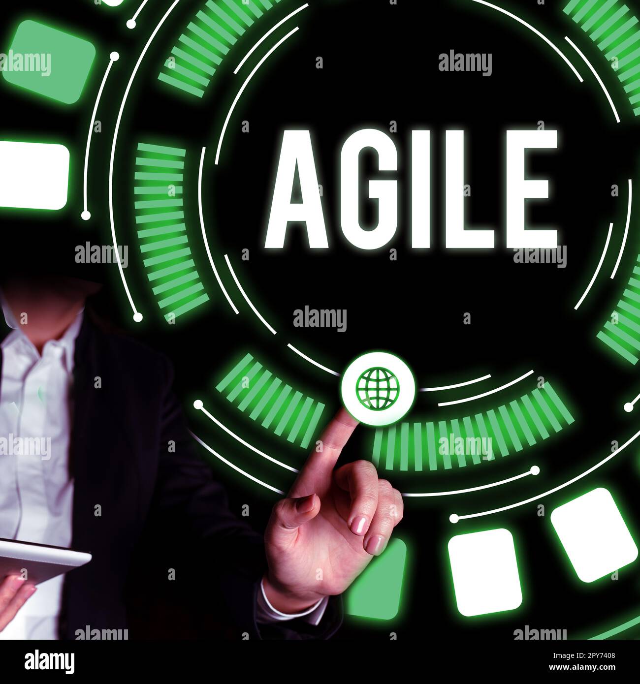 Segno di testo che mostra Agile. Idea aziendale approccio particolare alla gestione dei progetti che viene utilizzato nel software Foto Stock
