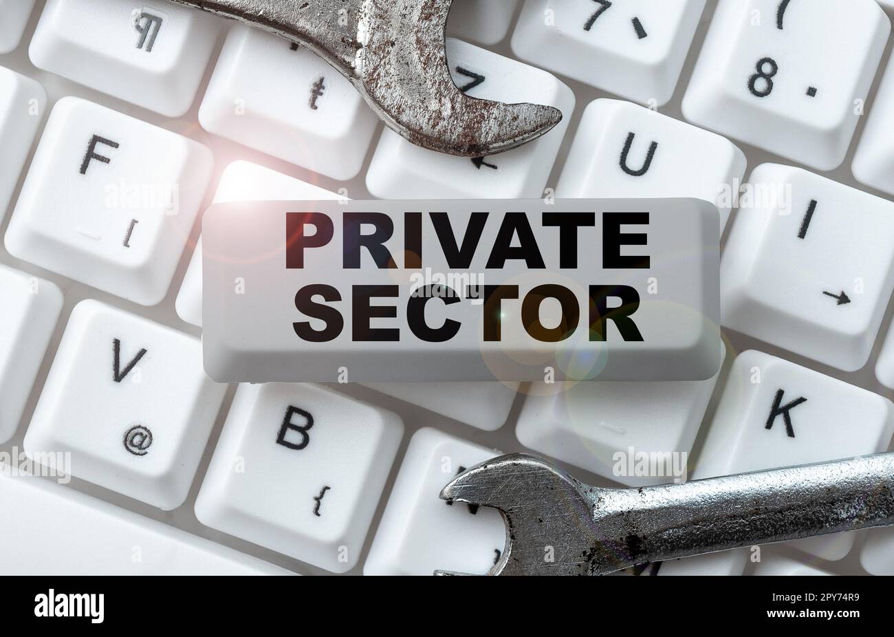 Scrittura a mano del testo settore privato. Parola per una parte di un'economia che non è controllata o posseduta dal governo Foto Stock