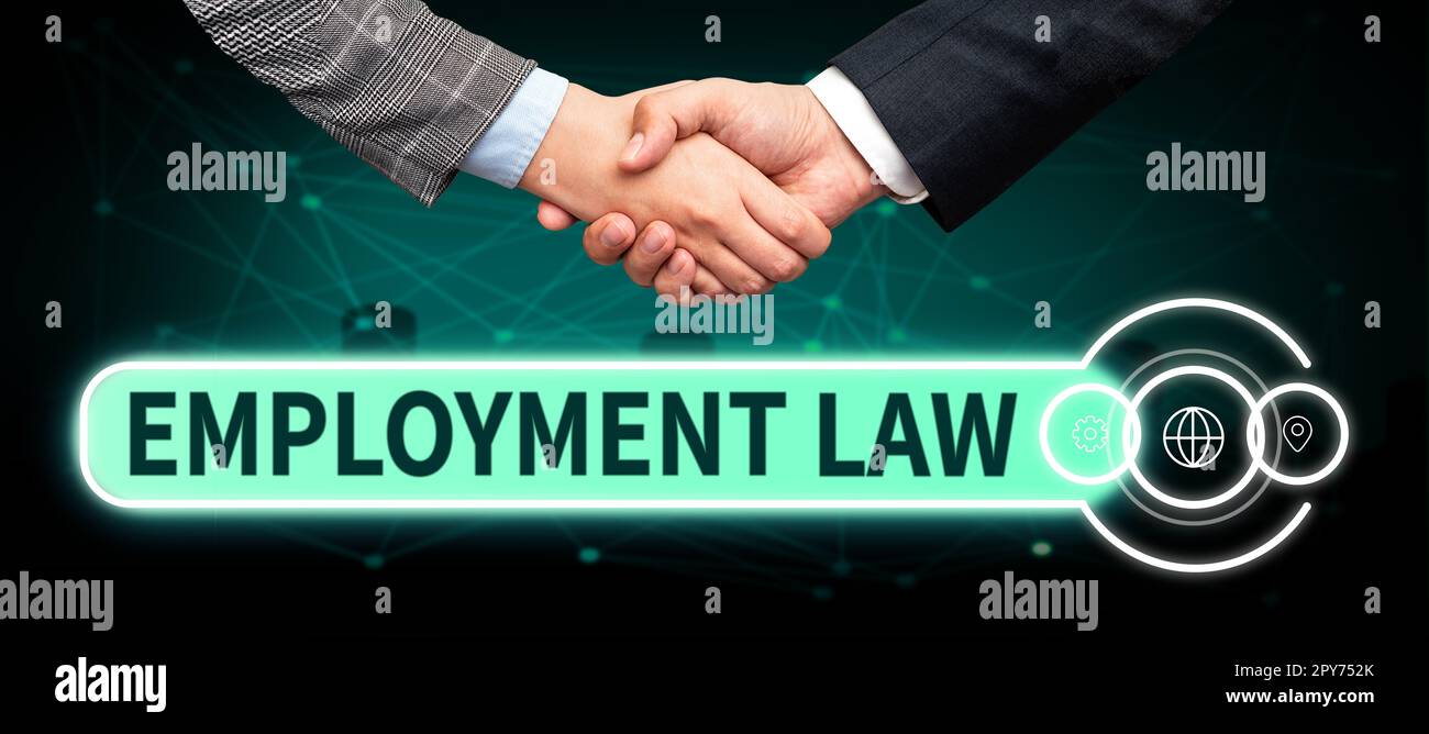 Didascalia concettuale diritto del lavoro. Parola per tratta dei diritti legali e dei doveri dei datori di lavoro e dei dipendenti Foto Stock