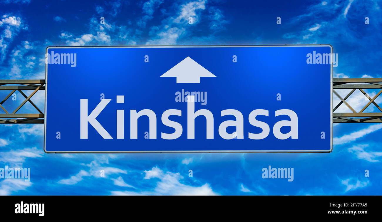 Indicazioni stradali per la città di Kinshasa Foto Stock
