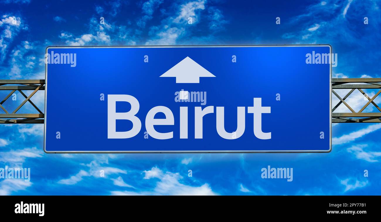 Indicazioni stradali per la città di Beirut Foto Stock
