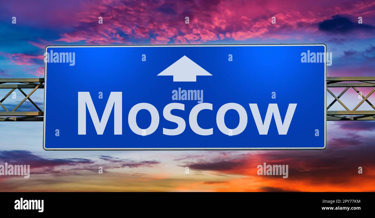 Indicazioni stradali per la città di Mosca Foto Stock