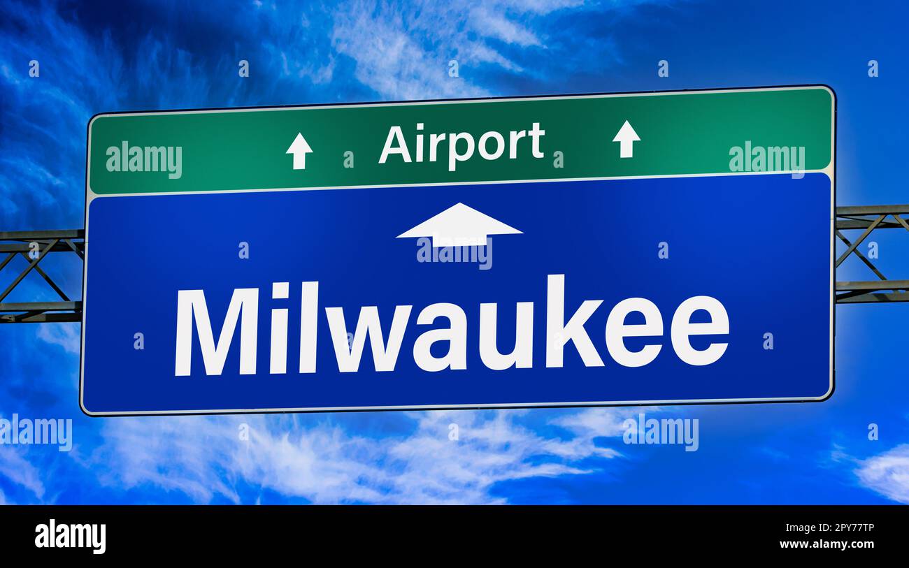 Indicazioni stradali per la città di Milwaukee Foto Stock