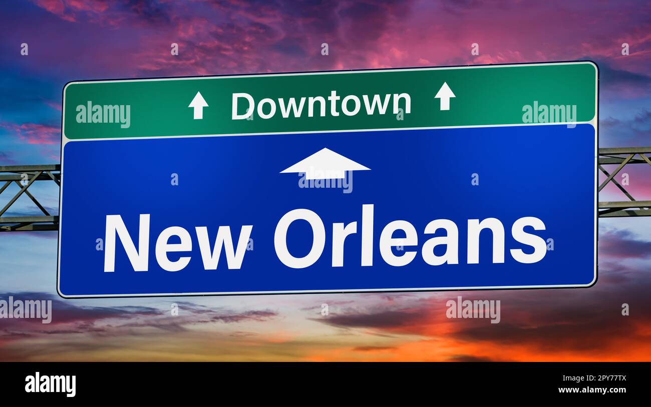 Indicazioni stradali per la città di New Orleans Foto Stock