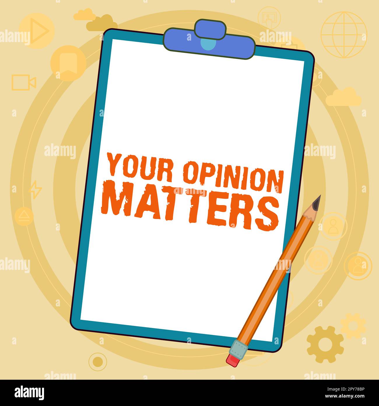 Scrittura a mano del testo la vostra opinione conta. Vetrina aziendale per avere la vostra opinione fornendo un prezioso input per migliorare Foto Stock