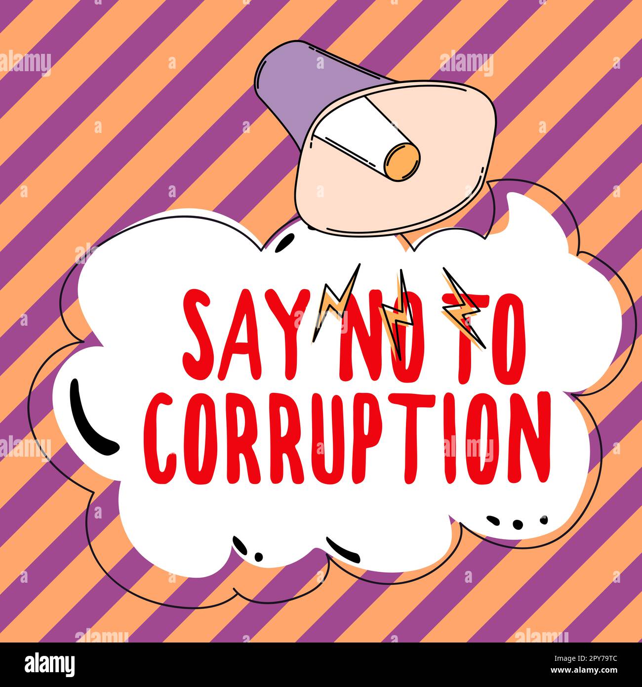 Segno che mostra dire No alla corruzione. Idea aziendale introdurre uno scambio di denaro decentralizzato Foto Stock